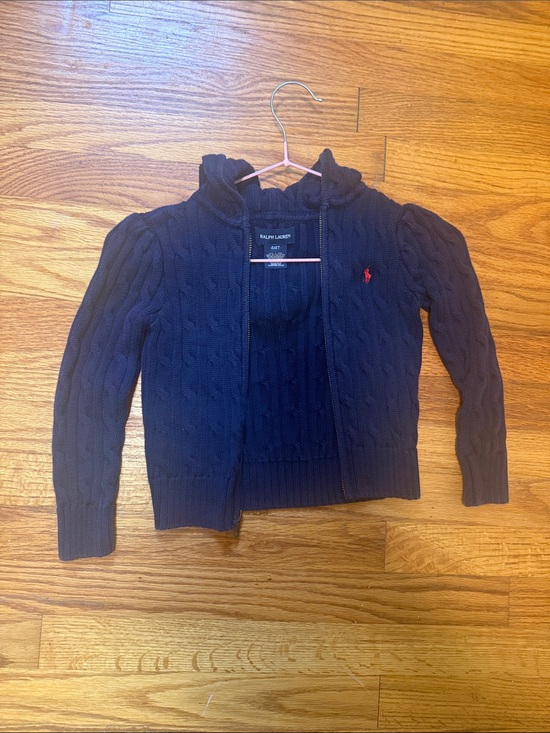 Ralph Lauren Other - Ralph Lauren Girls Navy Cable Knit Zip Hoodie Cardigan